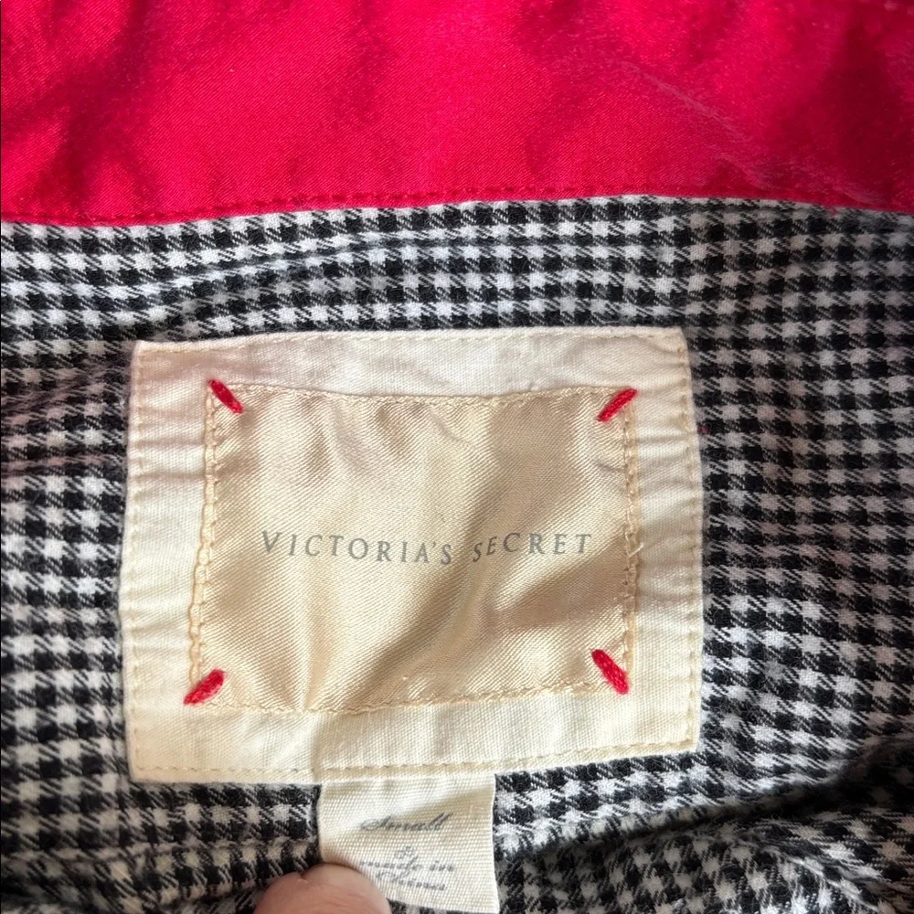 Victoria’s Secret Black White Checked Flannel Long Sleeve Nightshirt Size S